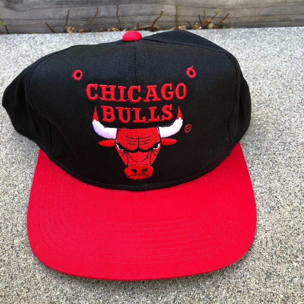 Vintage 90s THE G CAP Chicago Bulls Snapback Hat Men's Black Retro NBA Adjust​